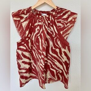 NWT Sam Edelman Women’s Baeley Printed Flutter Sleeve Top | S